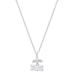 Saffron 1.0 Carat TW Moissanite Twin Cherry Pendant Sterling Silver Necklace