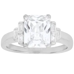 Kylie Harper Anillo De Circón Cúbico Corte Esmeralda Y Baguette