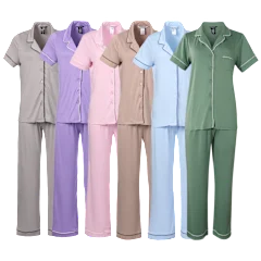 Pijama de Manga Corta con Cuello Tipo Sastre Moonstruck