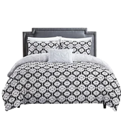 Chic Home Zissel 4-Piece Pleated Pintuck and Printed Reversible Duvet Cover Set