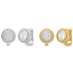 Steeltime Ladies 18K White Gold & Gold Plated Round Lever Back Earrings