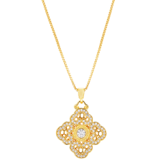 Savvy Cie Fleur-de-Lis Single Pendant Necklace with Cubic Zirconia