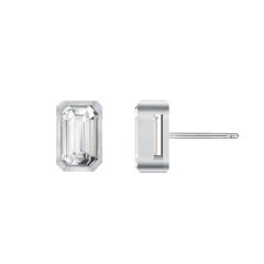 Rachel Glauber Baguette Simulated Diamond Stud Earrings 14k White Gold Plated