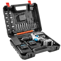 Brookstone 21V Cordless Power Drill with 30 Piece Set & Carry Case