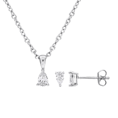 The Pear-Shaped Zirconia Earring & Pendant Set
