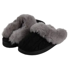 Floopi Womens Cable Knit Scuff Slippers