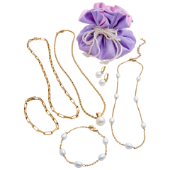 Savvy Cie Juego de Joyería de 7 Piezas Perlas de Concha