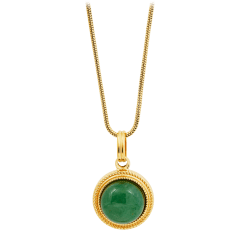 Savvy Cie Collar de Aventurina con Moneda Grande Acuñada