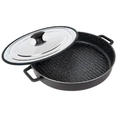 MasterPan Nonstick Stovetop 12" Grill Pan with Stainless Steel Lid