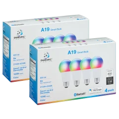 8-Pack: Energetic Lighting A19 8W Google Smart Bulbs (2700K-6500K)