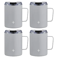 4-Pack: JoyJolt 12oz Coffee Mugs with Handle & Clear Flip Lids