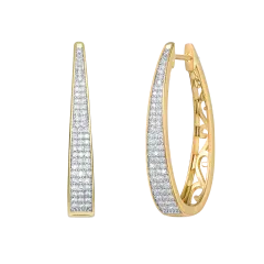 Rachel Glauber Simulated Diamond Pave Oblong Oval Hoop Earrings 14k Gold Plated
