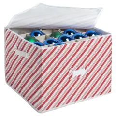 Design Imports Candy Cane Print Ornament Storage