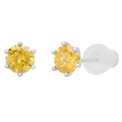 Saffron 0.5 CTTW Yellow Moissanite Sterling Silver Basket Stud Earrings