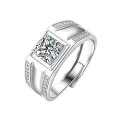 Stella Valentino Anillo Ajustable con Moissanita Princess Quad Pavé de 1 CTW