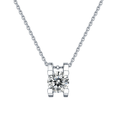 Stella Valentino 1 CT Moissanite Round Solitaire Slide Pendant Necklace