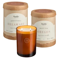 2-Pack: Firefly Candle Soy Wax 2-Wick Amber Glass Jar Candle