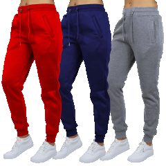 3-Pack: Galaxy by Harvic Women's Loose Fit Fleece-Lined Classic Joggers