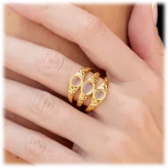 Savvy Cie Bold Created Moonstone Cabochon Split Shank Wide Ring