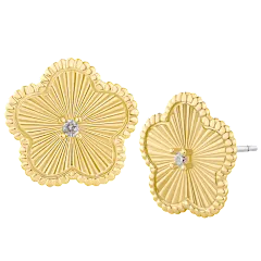 CZ by Kenneth Jay Lane Round CZ Five-Clover Button Stud Earrings