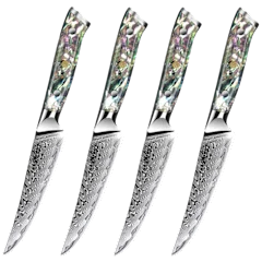 The Straight-Edge Damascus Steak Knives (Set of 4)