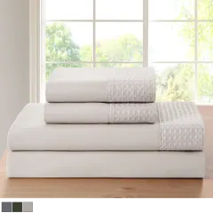 Kathy Ireland 4-Piece Waffle Hem Sheet Set