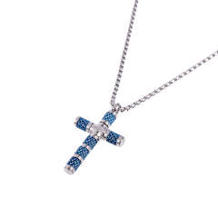 Iron Saints Stainless Steel Chain Necklace with Cubic Zirconia Cross Pendant