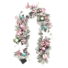 6' Cordless Peppermint Frost Garland