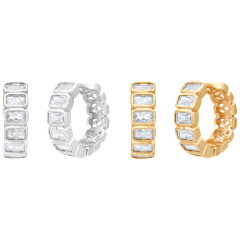 Steeltime Ladies 18K White Gold & Gold Plated Huggie Earring Set