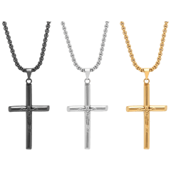 Steeltime Set of 3 Assorted Crucifix Tube Pendants
