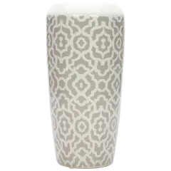 Hosley 10" High White Ceramic Vase with Pattern Design