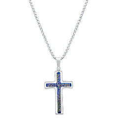 Iron Saints Stainless Steel Spinner Cross Pendant with Lord's Prayer Inlay