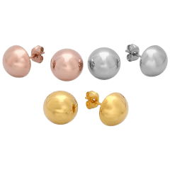 3-Pack: Steeltime Assorted 18k Gold Plated Ball Stud Earrings