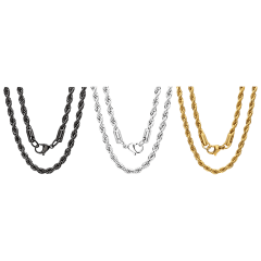 3-Pack: Steeltime Assorted Rope Chain Necklaces