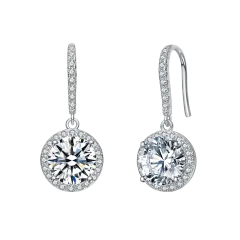 Rachel Glauber Simulated Diamond Halo Drop Hook Earrings