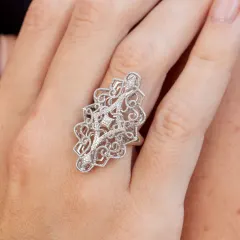 Savvy Cie Diamond Filigree Statement Ring
