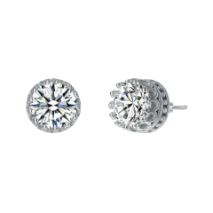 Stella Valentino 2.40 CTW Moissanite Solitaire Princess Crown Stud Earrings