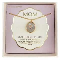 LOREN OLIVIA Mother of Pearl CZ Mom Necklace