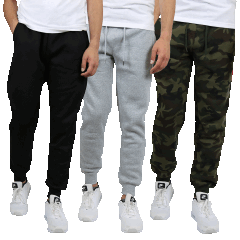 3-Pack: Galaxy by Harvic Men's Fleece-Lined Classic Joggers