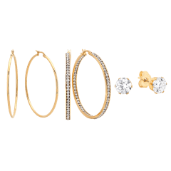 Steeltime In-And-Out Simulated Diamond Hoop Earrings & Studs Set