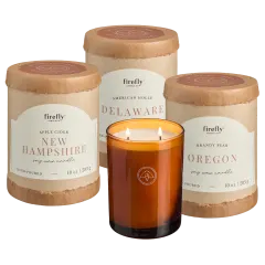 3-Pack: Firefly Candle Soy Wax 2-Wick Amber Glass Jar Candle