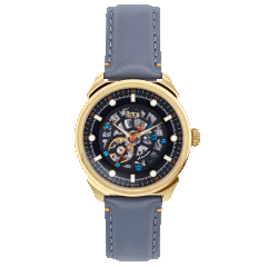 Reign Men's Weston Skeletonized Leather-Band Watch