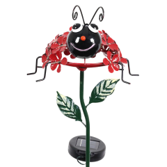 Exhart Lady Bug with Flower LED Garden Stake