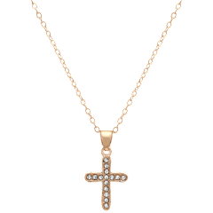 Saffron Elegant Cross Necklace with CZ Stud Accents