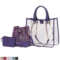 MKF Collection Diva PVC Tote Bag & Tweed Bucket Bag Set By Mia K.