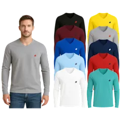 4-Pack: Pacific Polo Club Mens Cotton Long Sleeve V-Neck T-Shirts