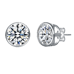 Stella Valentino 2.40 CTW Round Moissanite Modern Bezel Stud Earrings