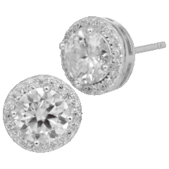 Savvy Cie Classic 2 Carat TW Moissanite Halo Stud Earrings