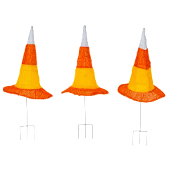 National Tree Company 3D Candy Corn Colored Witch's Hat Garden Stakes
