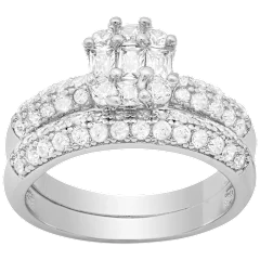 Steeltime Ladies 18K Gold Plated Brass Simulated Diamond Engagement & Band Ring